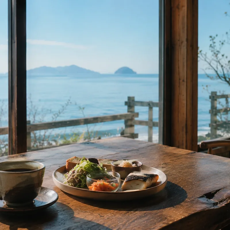 海を眺めながら過ごせる窓辺の食事席